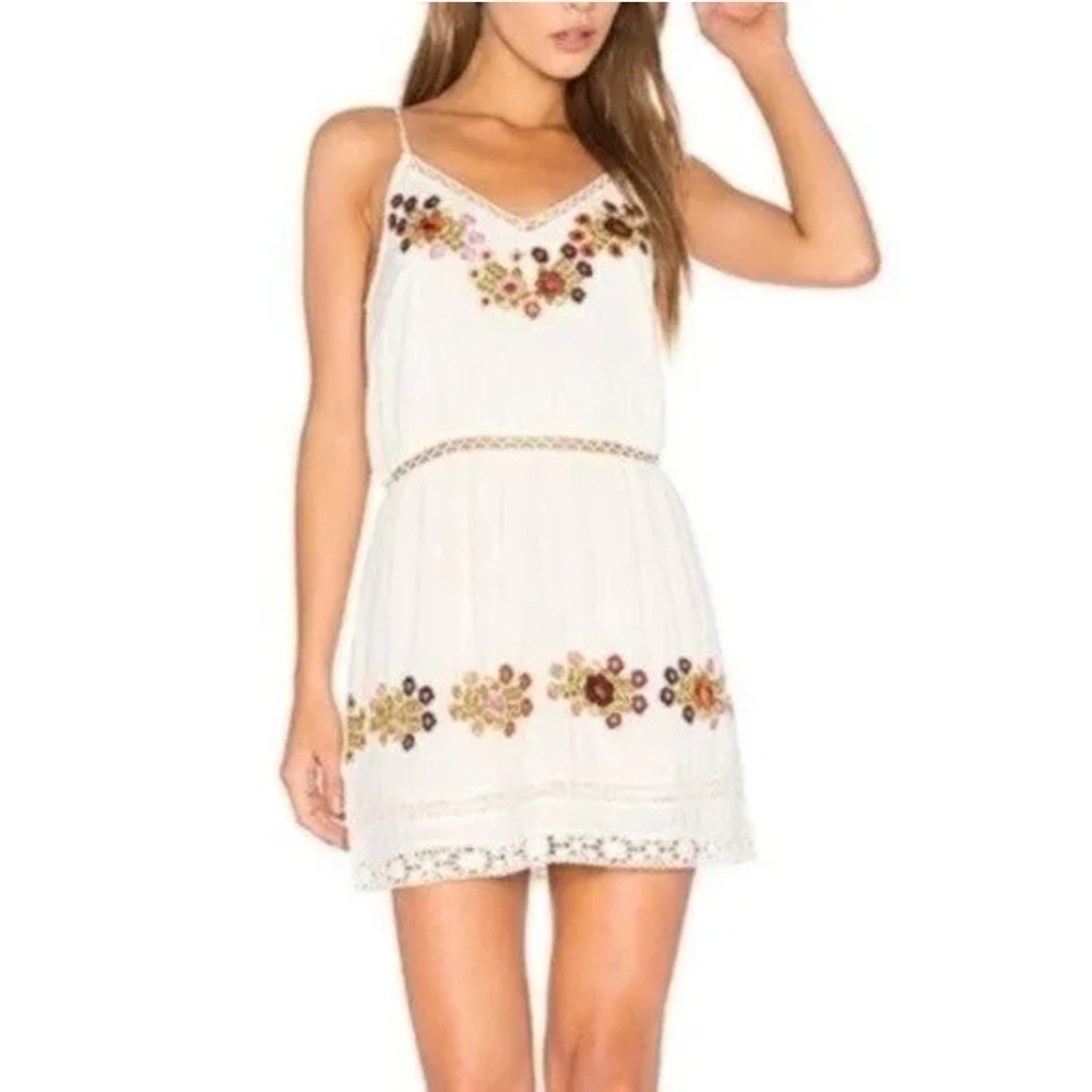 Tularosa Floral Embroidered Sleeveless London Slip Mini Dress Women's small D82